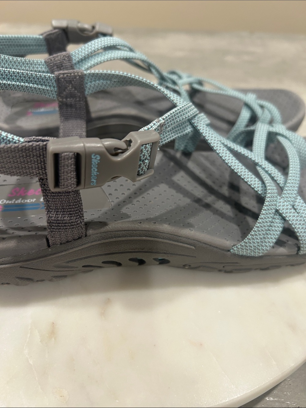 Skechers Women's Strappy Sandals - Light Teal and Grayr W-10 - Picture 9 of 12